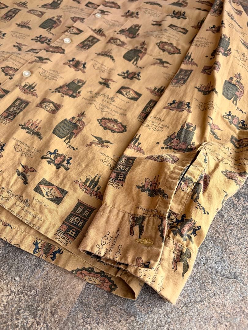 60s TOWNCRAFT タウンクラフト 船タグ オープンカラーシャツ L