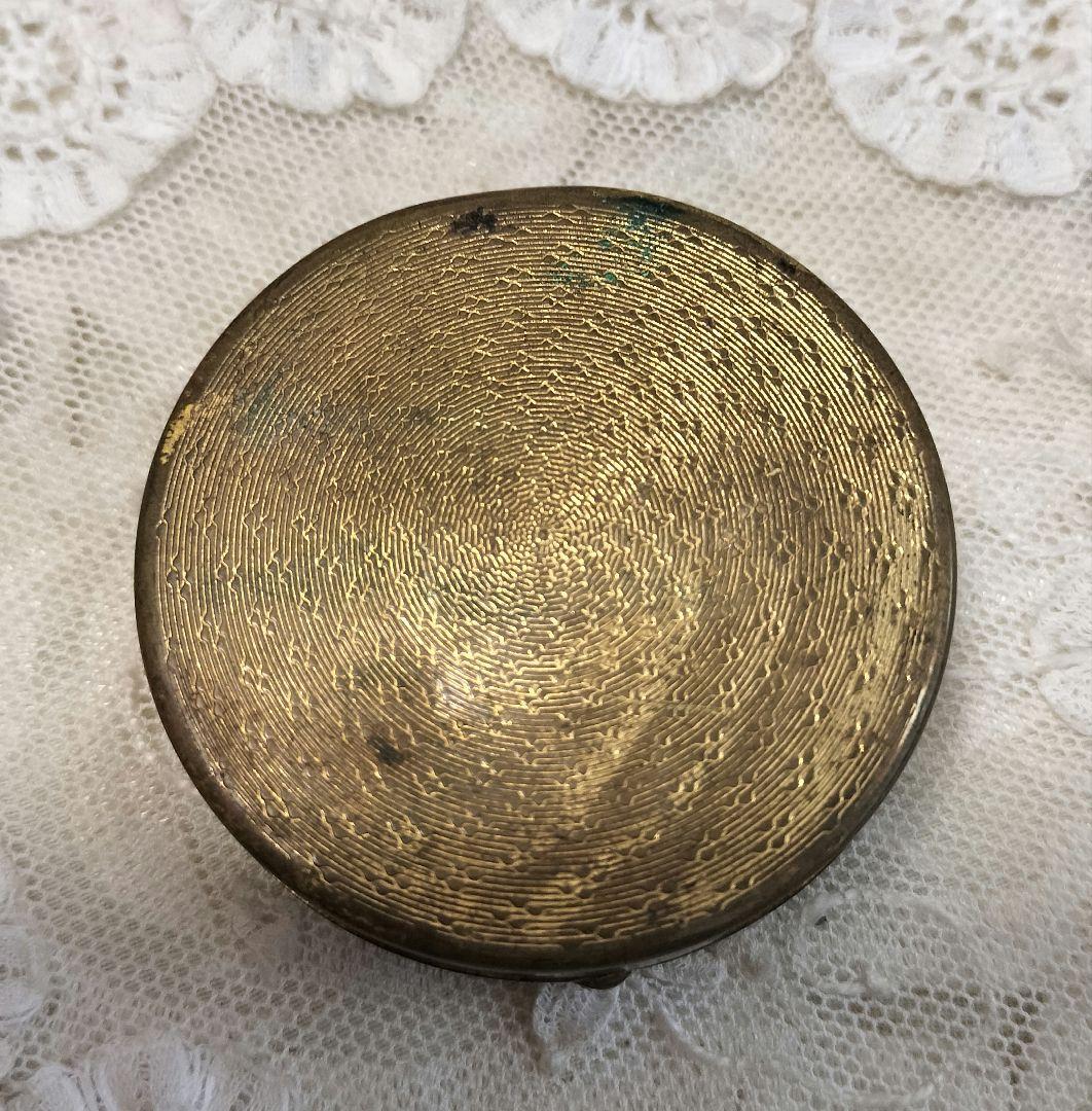 ITALY製 マイクロモザイク コンパクトミラー 小物入れに 薔薇 アンティーク