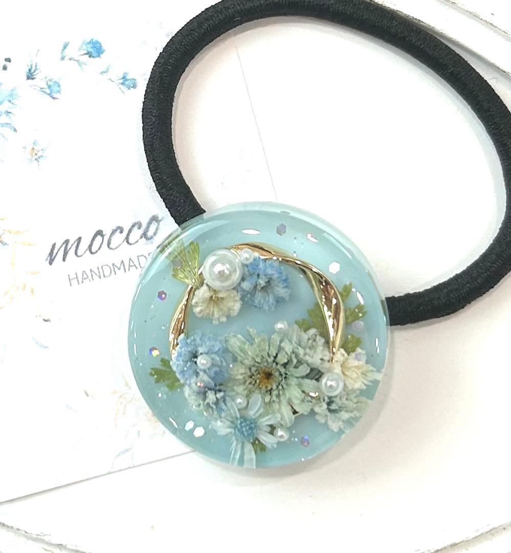 レジンヘアゴム　ポニーフック　ドライフラワー　No.284