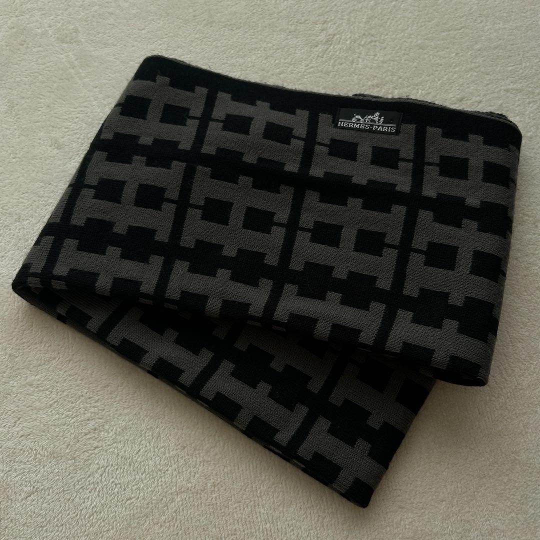 HERMES エルメス Hロゴ 幾何学模様　マフラー