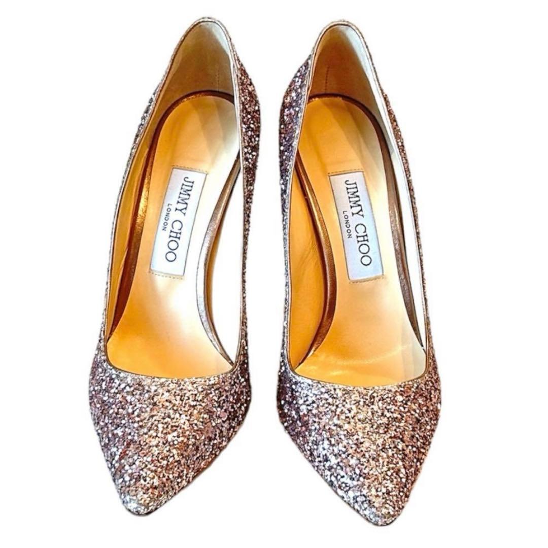 JIMMY CHOO ジミーチュウ ROMY グリッターパンプス ピンク 38