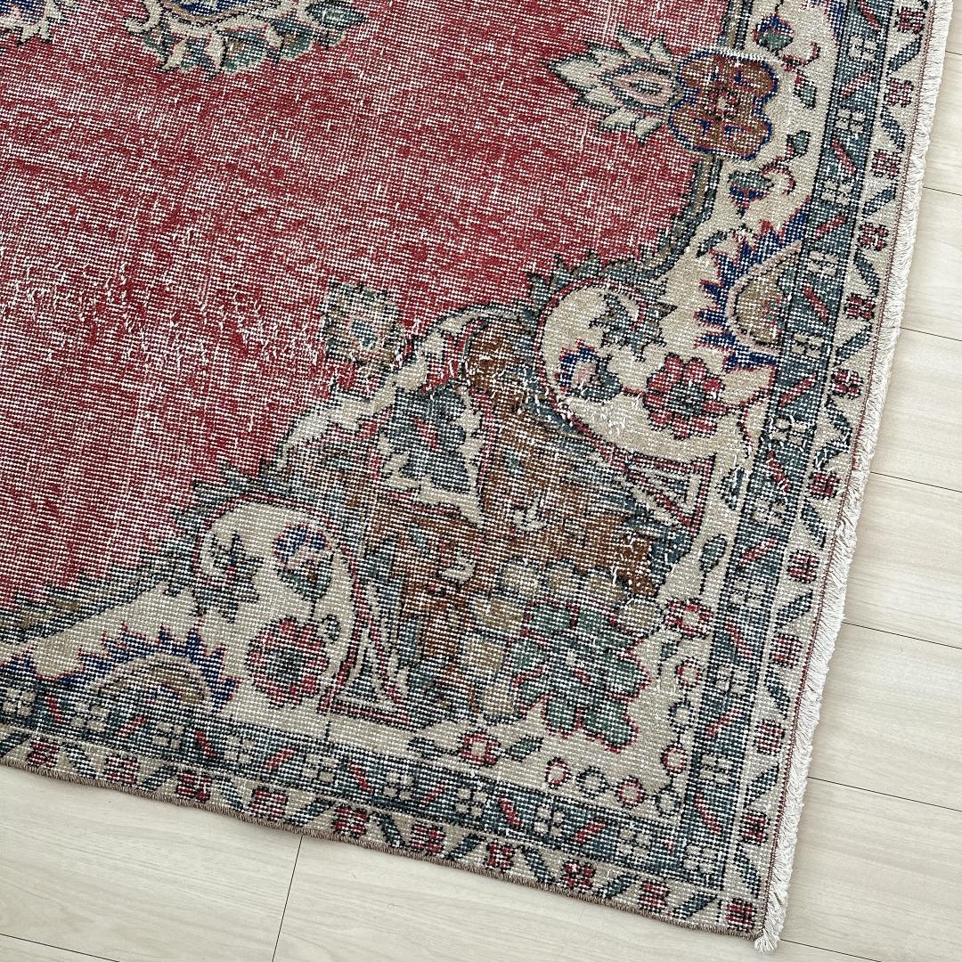 トルコ ヴィンテージラグ A99超大判 レア レッド ネイビー カーキ グリーン