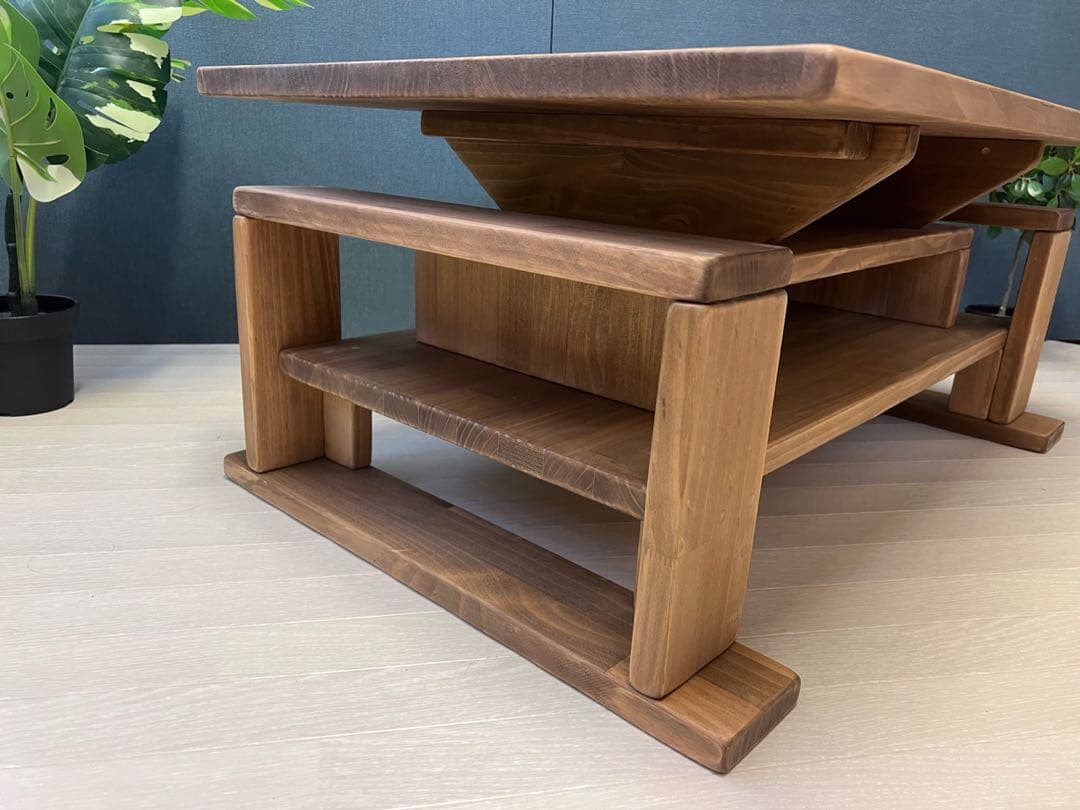 【送料無料】 ローテーブル 木組収納付き 90cm 60cm パイン Dオーク