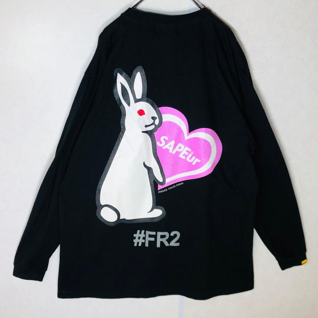 【人気コラボ】FR2 サプール ハートラビット 長袖Tシャツ ロンT L 黒