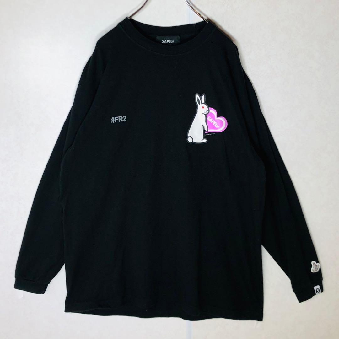 【人気コラボ】FR2 サプール ハートラビット 長袖Tシャツ ロンT L 黒