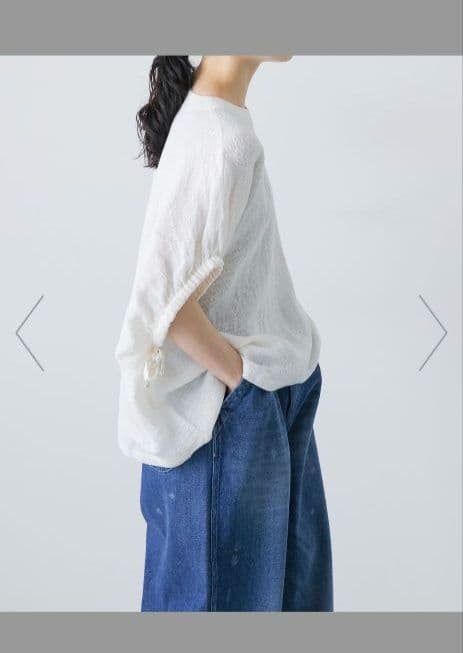 パナマギャザースリーブプルオーバー　アイボリー　かぐれ