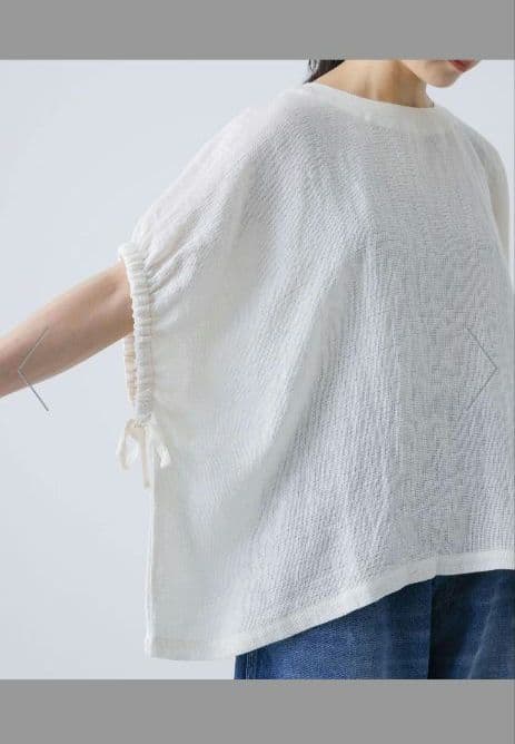 パナマギャザースリーブプルオーバー　アイボリー　かぐれ