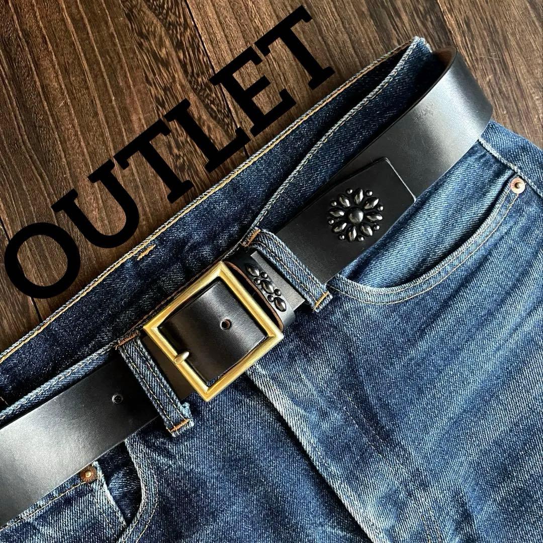 アウトレット品スタッズギャリソンベルト　サドルレザー真鍮4cmHTC CALEE