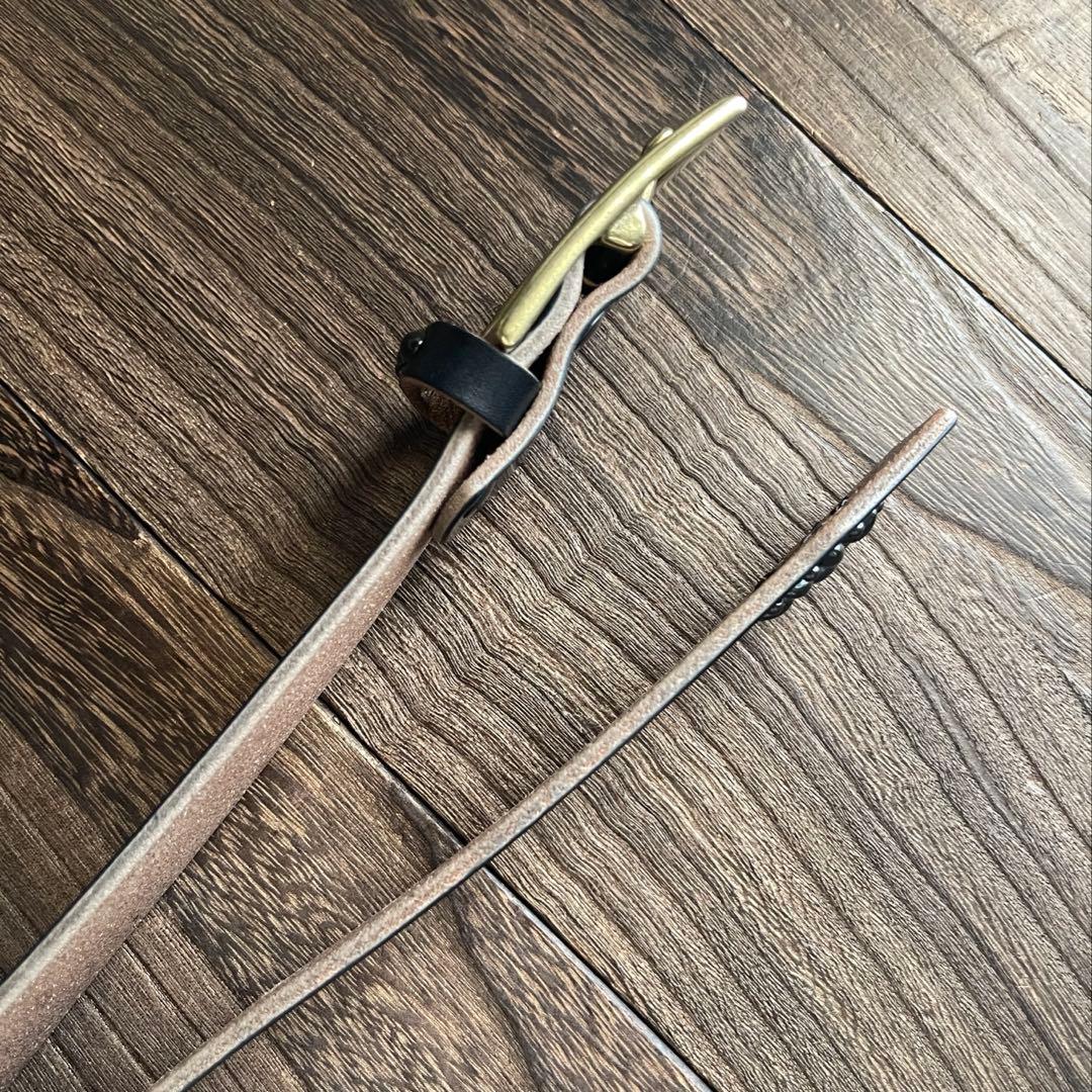 アウトレット品スタッズギャリソンベルト　サドルレザー真鍮4cmHTC CALEE