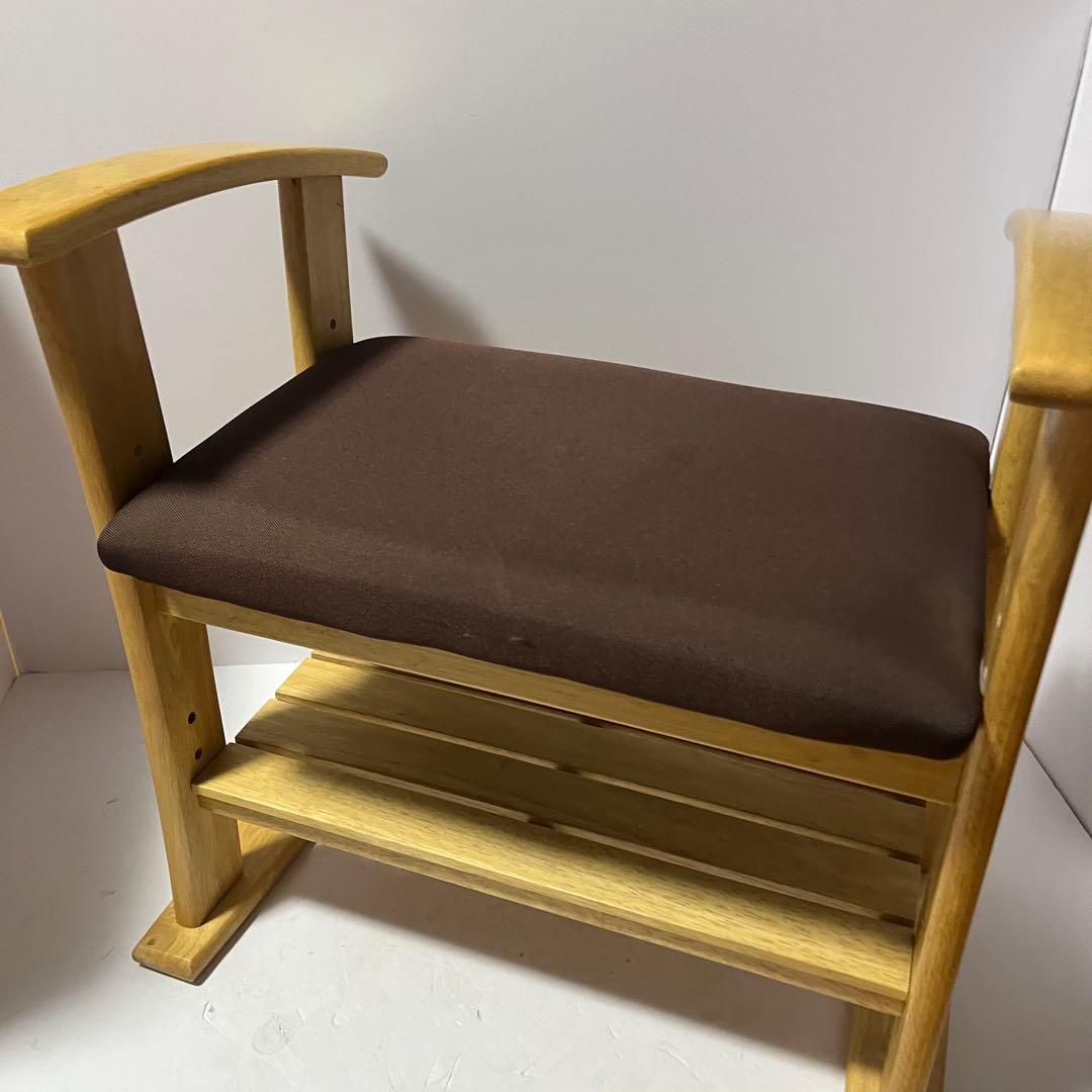 ドウシシャ 高座椅子 肘付スツール 木製チェア 高さ調節可