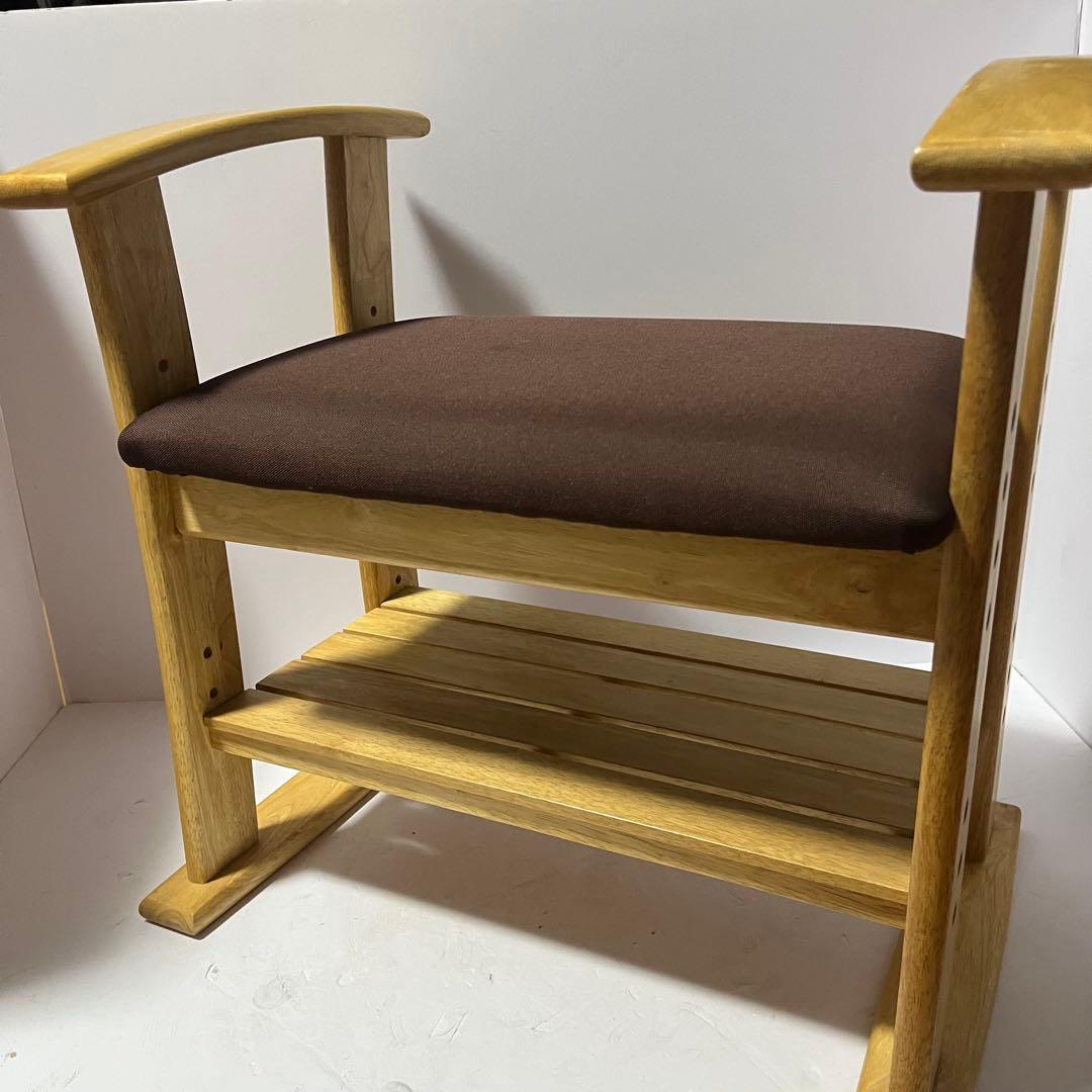 ドウシシャ 高座椅子 肘付スツール 木製チェア 高さ調節可