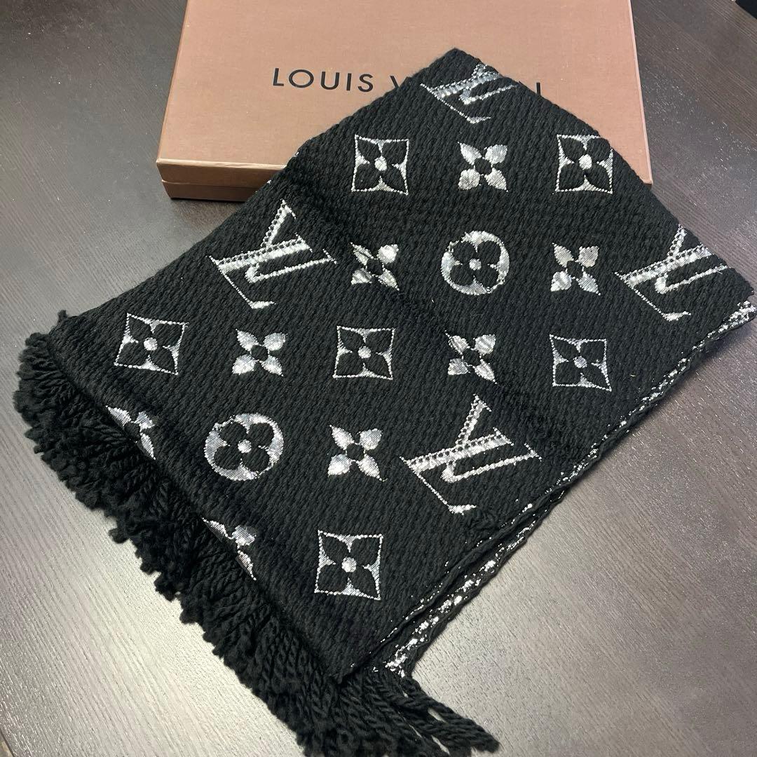 ルイヴィトン　M75833 エシャルプ・ロゴマニア　シャイン　ノワール　マフラー