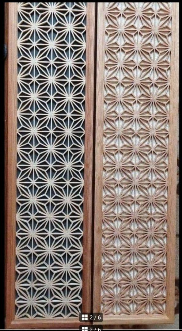 34 ❣️特価❣️麻の葉組子2枚一組 木製額縁