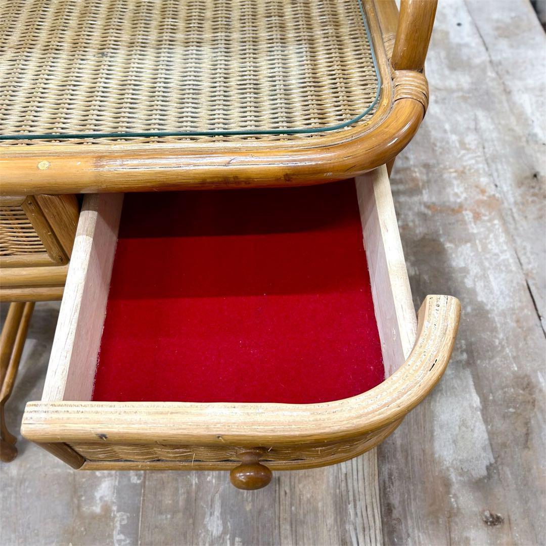 【かげぼこ】レトロ　ヴィンテージ　ラタンの化粧台　ドレッサー