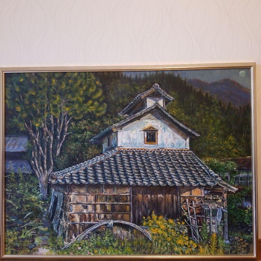 油絵　絵画　たばこかんそう《煙草乾燥小屋》F60 額付き
