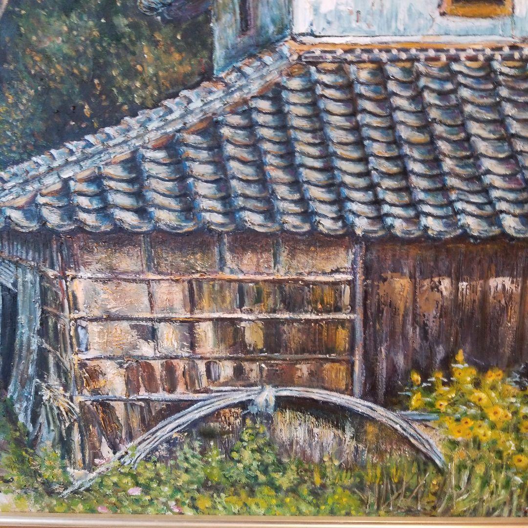 油絵　絵画　たばこかんそう《煙草乾燥小屋》F60 額付き