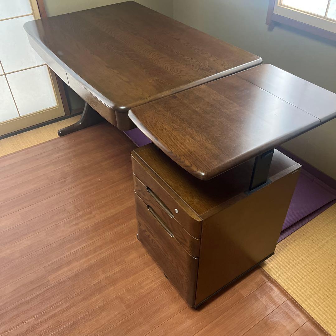 【２/２】カリモク学習机＋サイドワゴン（高さ奥行可変式）２点セット