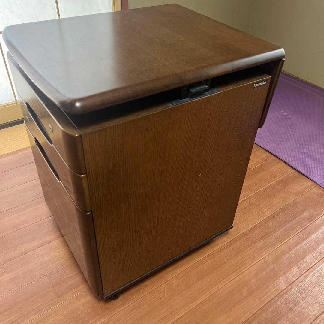 【２/２】カリモク学習机＋サイドワゴン（高さ奥行可変式）２点セット