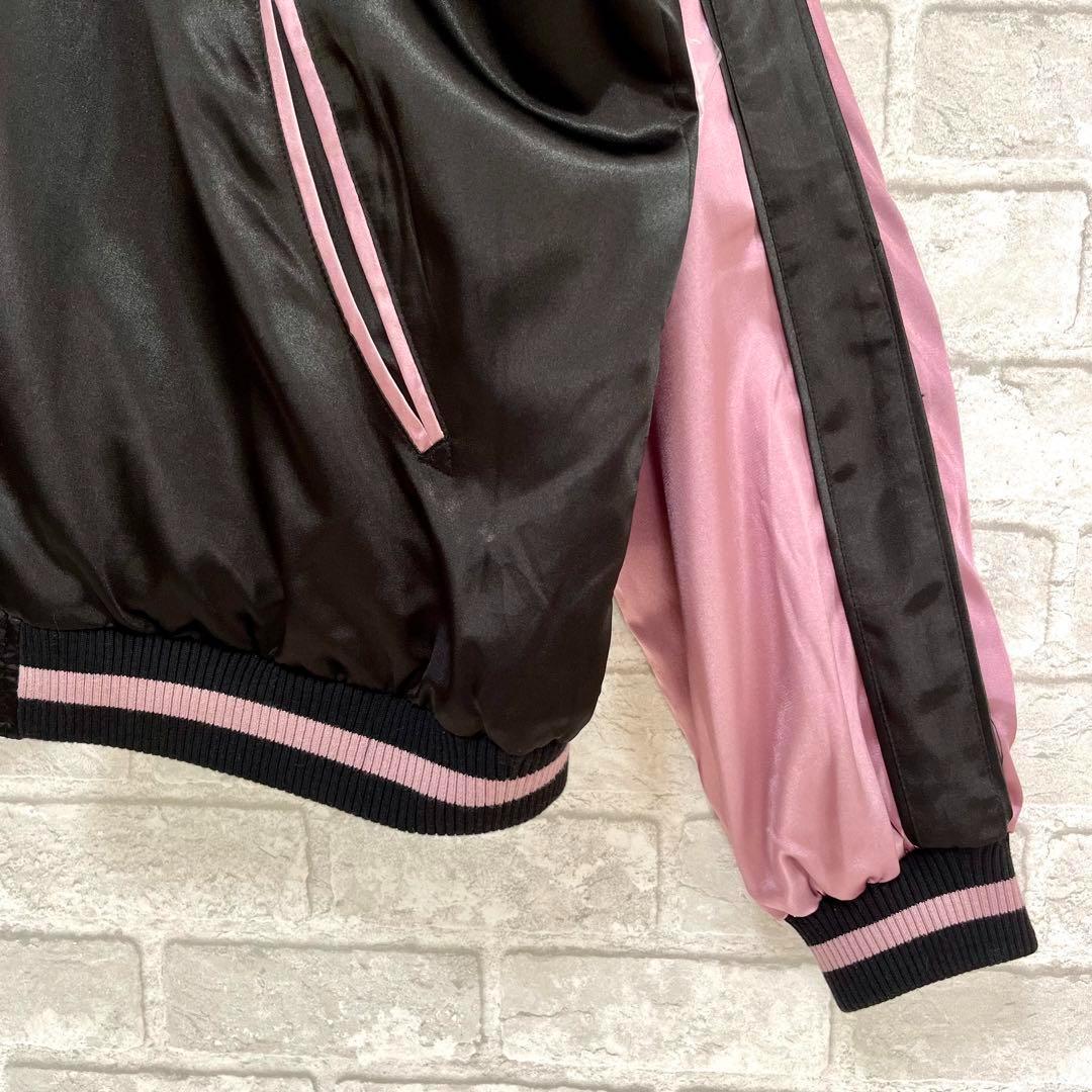 花旅楽団【大きいサイズ】 風神 雷神 鯉 刺繍 リバーシブル スカジャン XXL