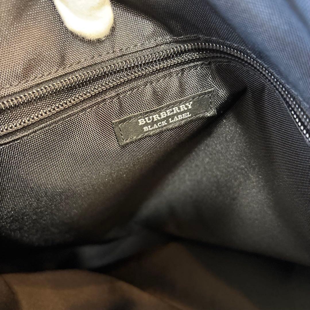 大容量 バーバリーブラックレーベル ロゴプレート トートバッグ レザー バケツ