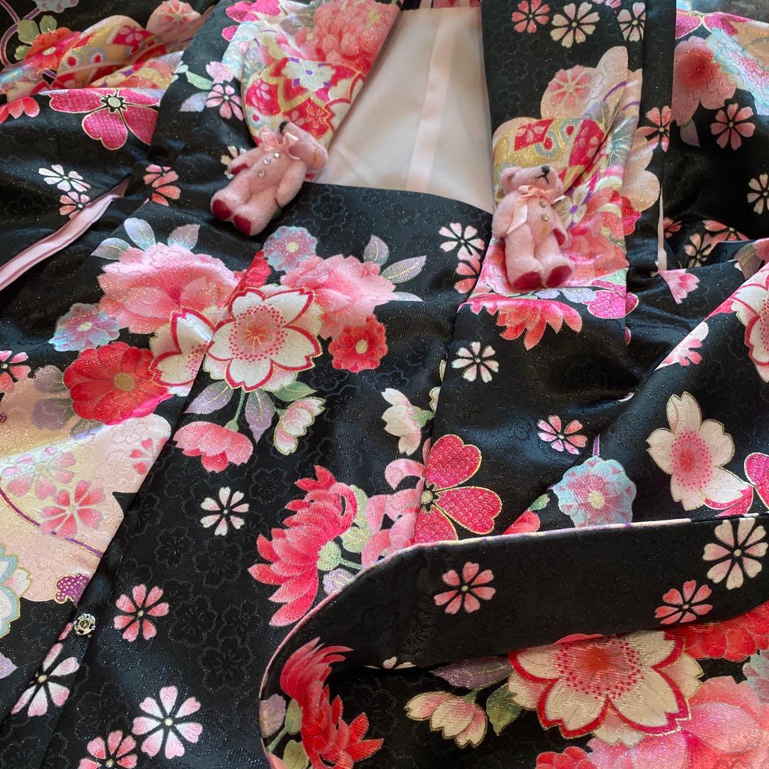 定価48000円日本製 女の子用 七五三 3歳 セット 黒地にピンク