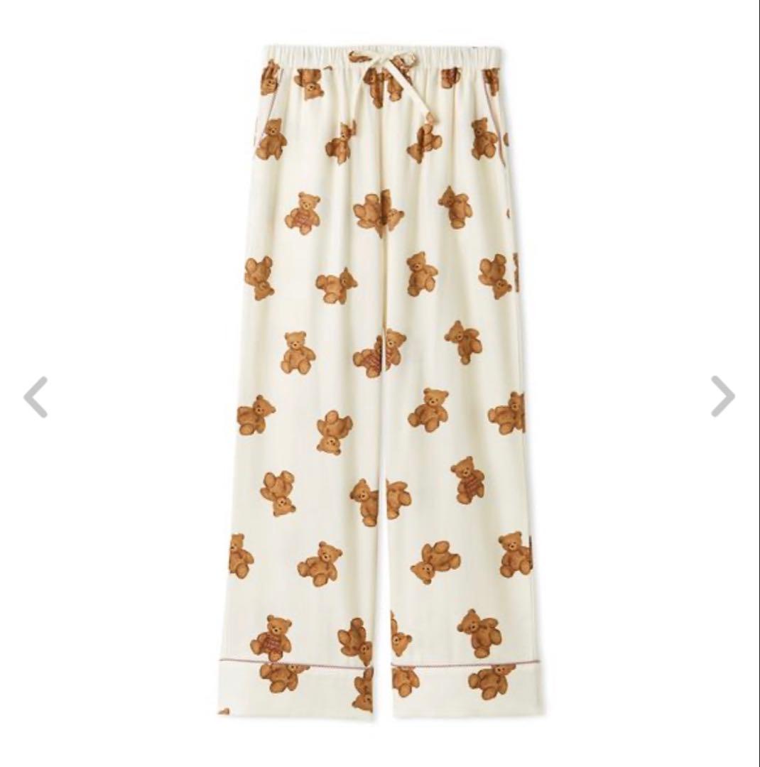 【HOLIDAY】ベア柄ネルシャツ&ベア柄ネルロングパンツセット　ホワイト