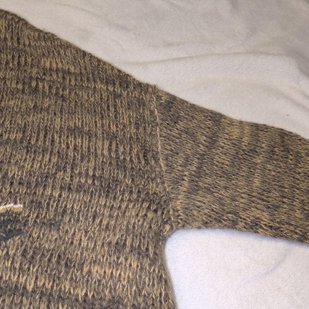 45R　花柄刺繍　ニット　グラデーション　アルパカ混