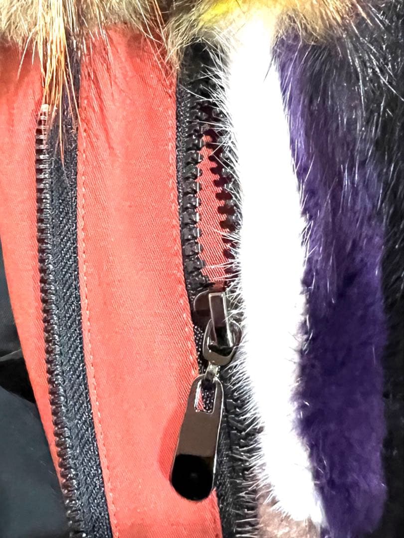 ミニタリーロングコート 2way ミンク ブラック オレンジ