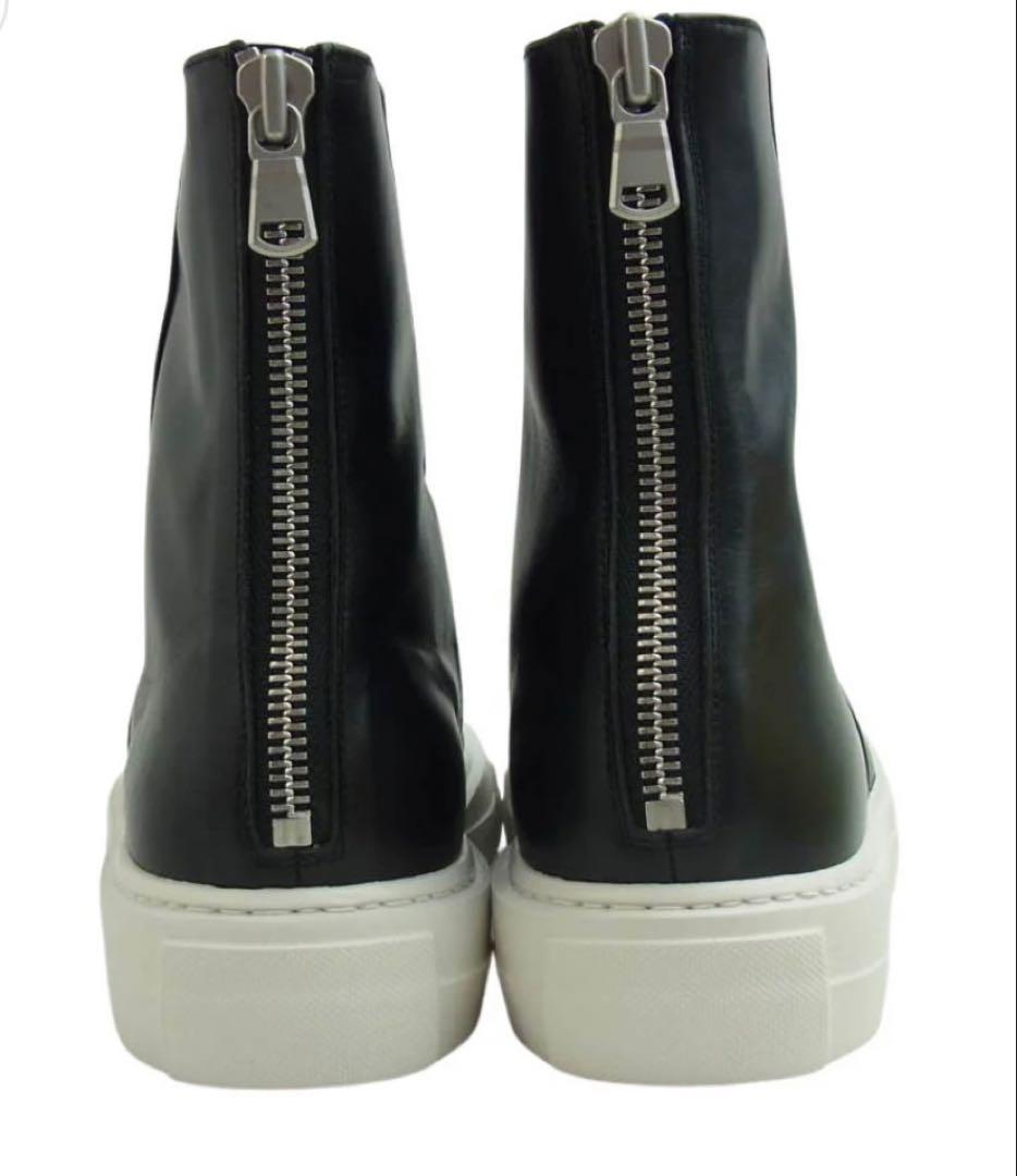 靴 ATTACHMENT COW LEATHER BACK ZIPSNEAKERS