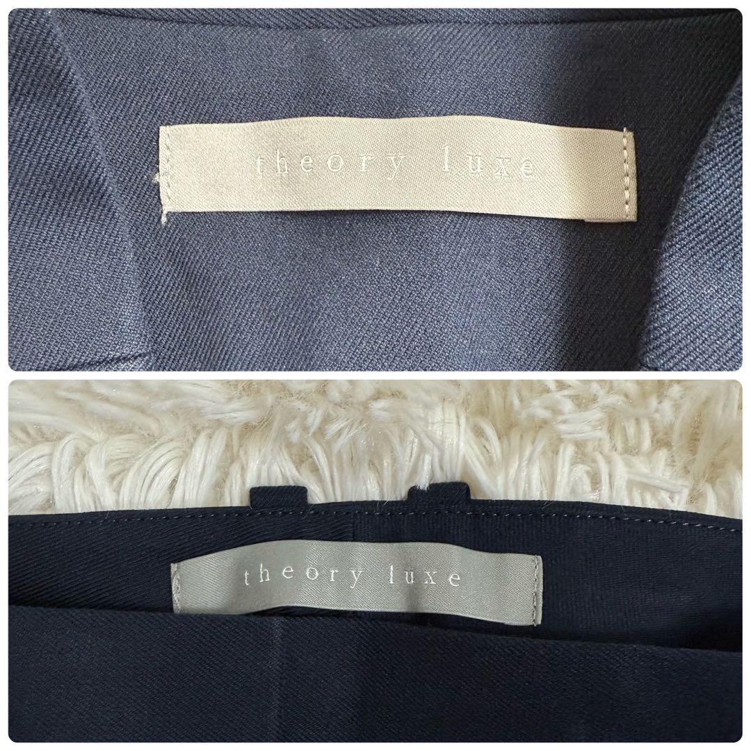 美品/近年タグ✨セオリーリュクス ノーカラージャケット パンツ スーツセット 紺