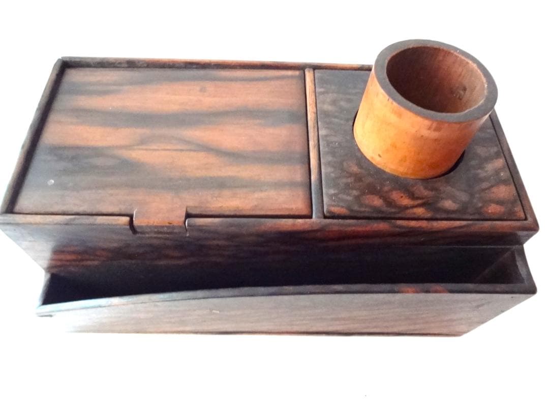 黒柿　銘木　小物入れ　箱　ケース　引出し　アンティーク　ヴィンテージ　希少品