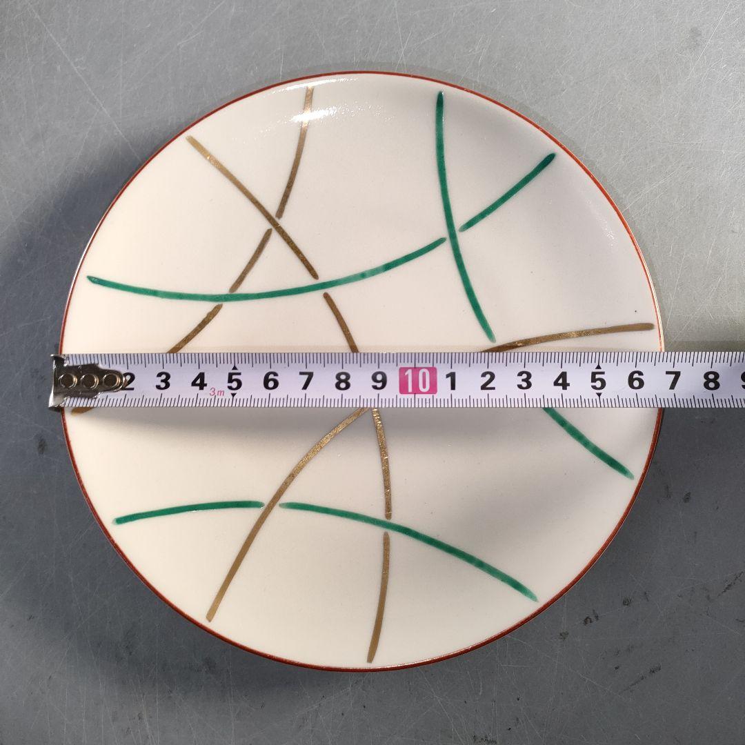 A1375-4/平安松斎/高麗磁着彩篭目紋中皿21客/向付/銘々皿/懐石道具/