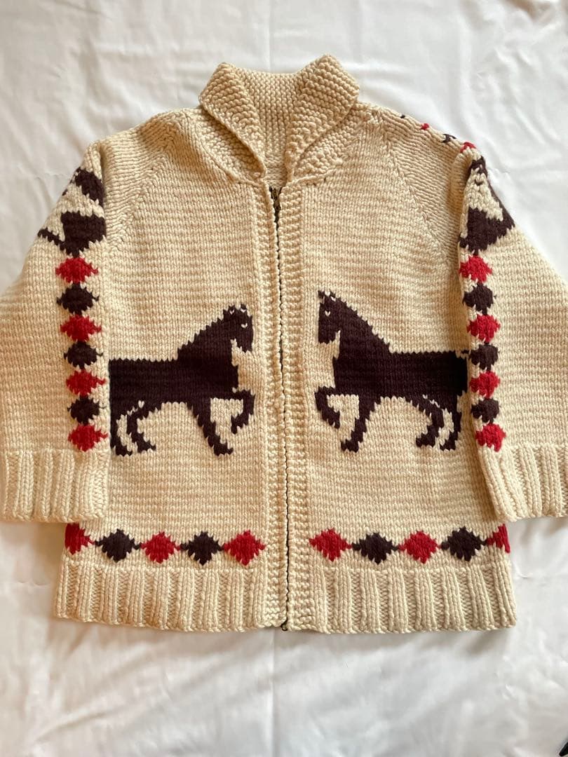 カウチン　古着　馬柄