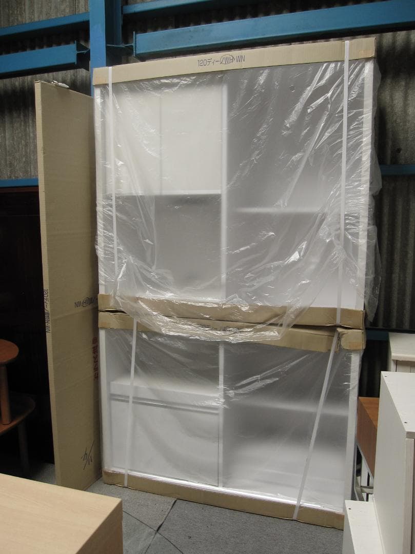 名古屋市等送料無料★オープン食器棚 120レンジボード ディーノWH 未使用品