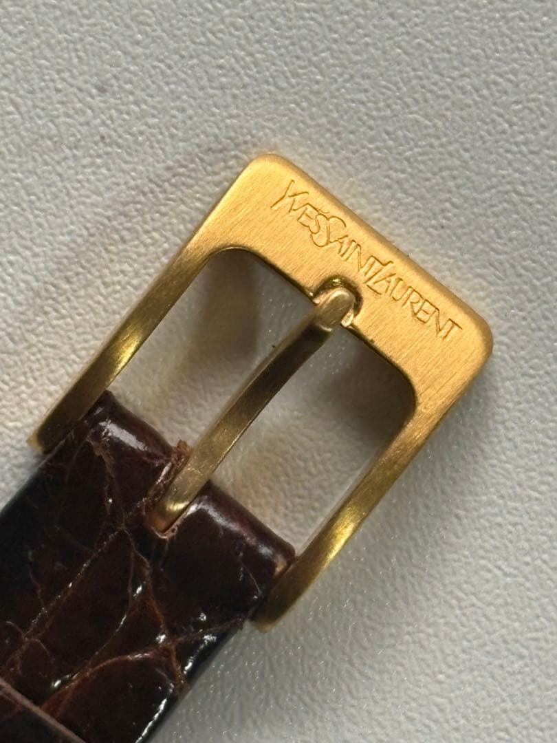 イヴサンローラン YSL レクタンギュラー ローマン 腕時計 クォーツ ゴールド