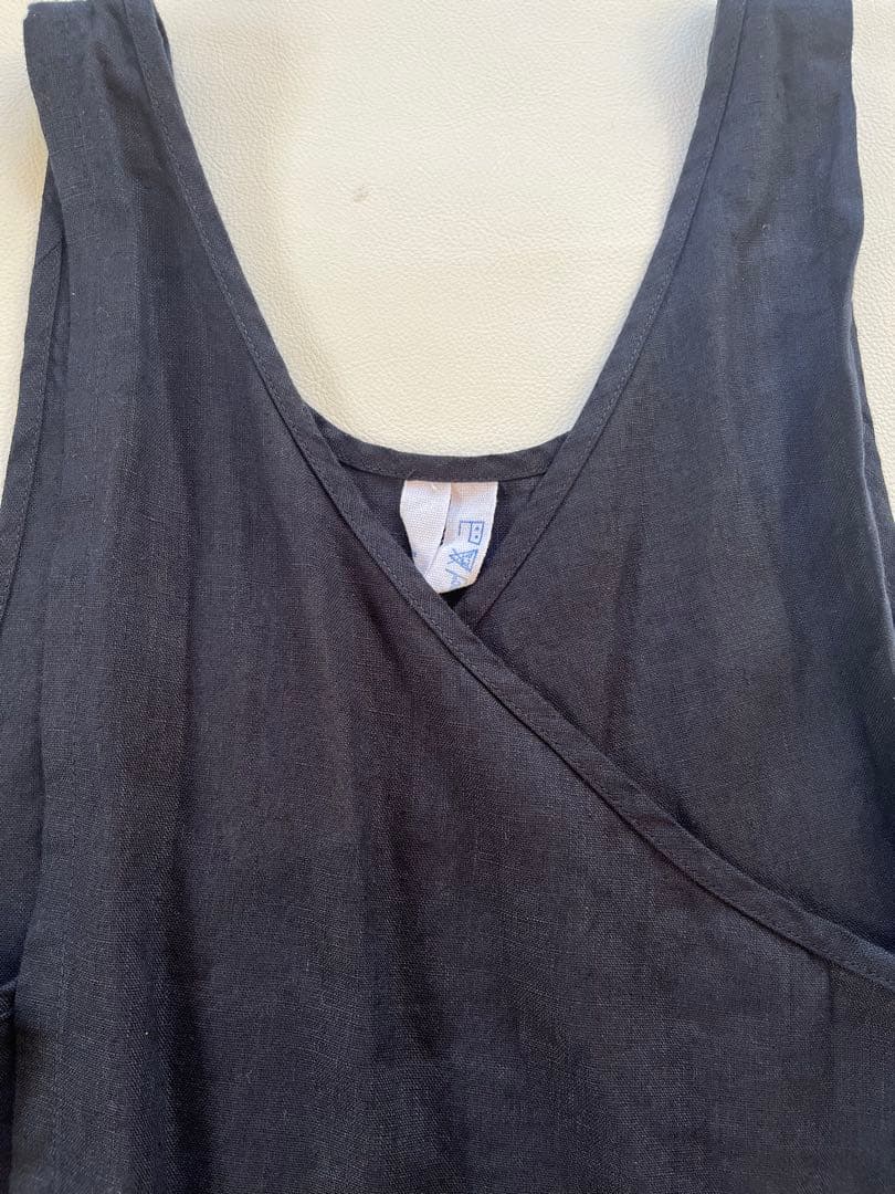 フォグリネンワーク　オーバーエプロン　リネン ネイビー