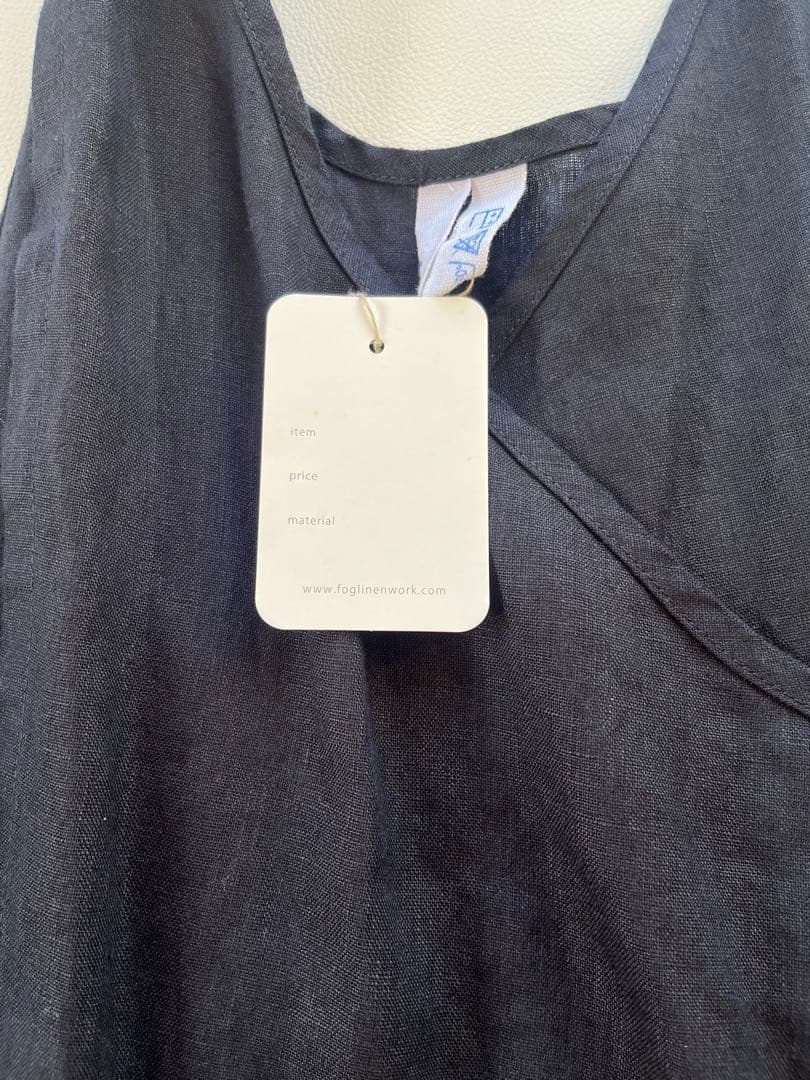 フォグリネンワーク　オーバーエプロン　リネン ネイビー