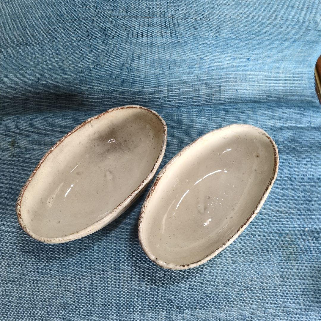 花岡隆さんの粉引楕円鉢2点