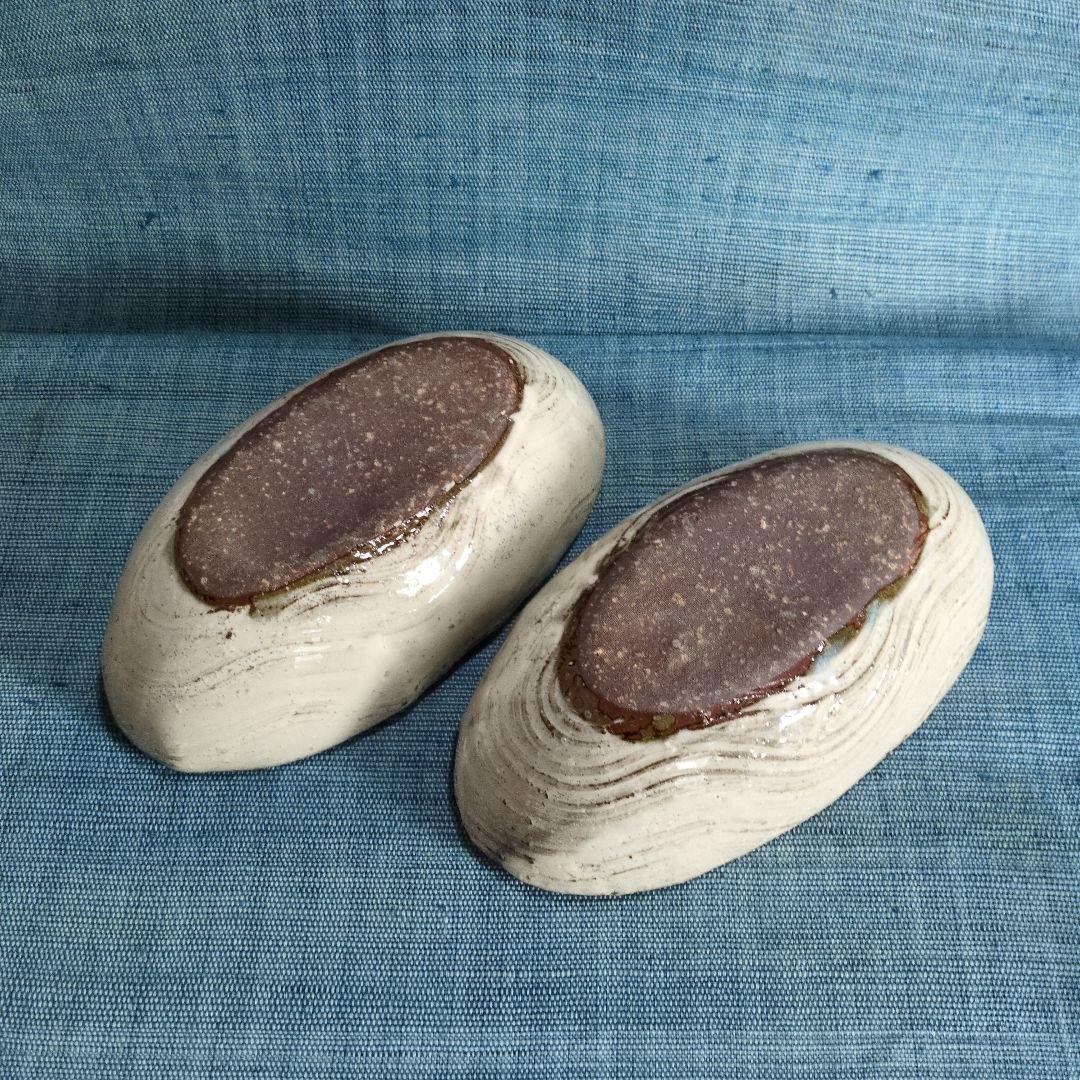 花岡隆さんの粉引楕円鉢2点