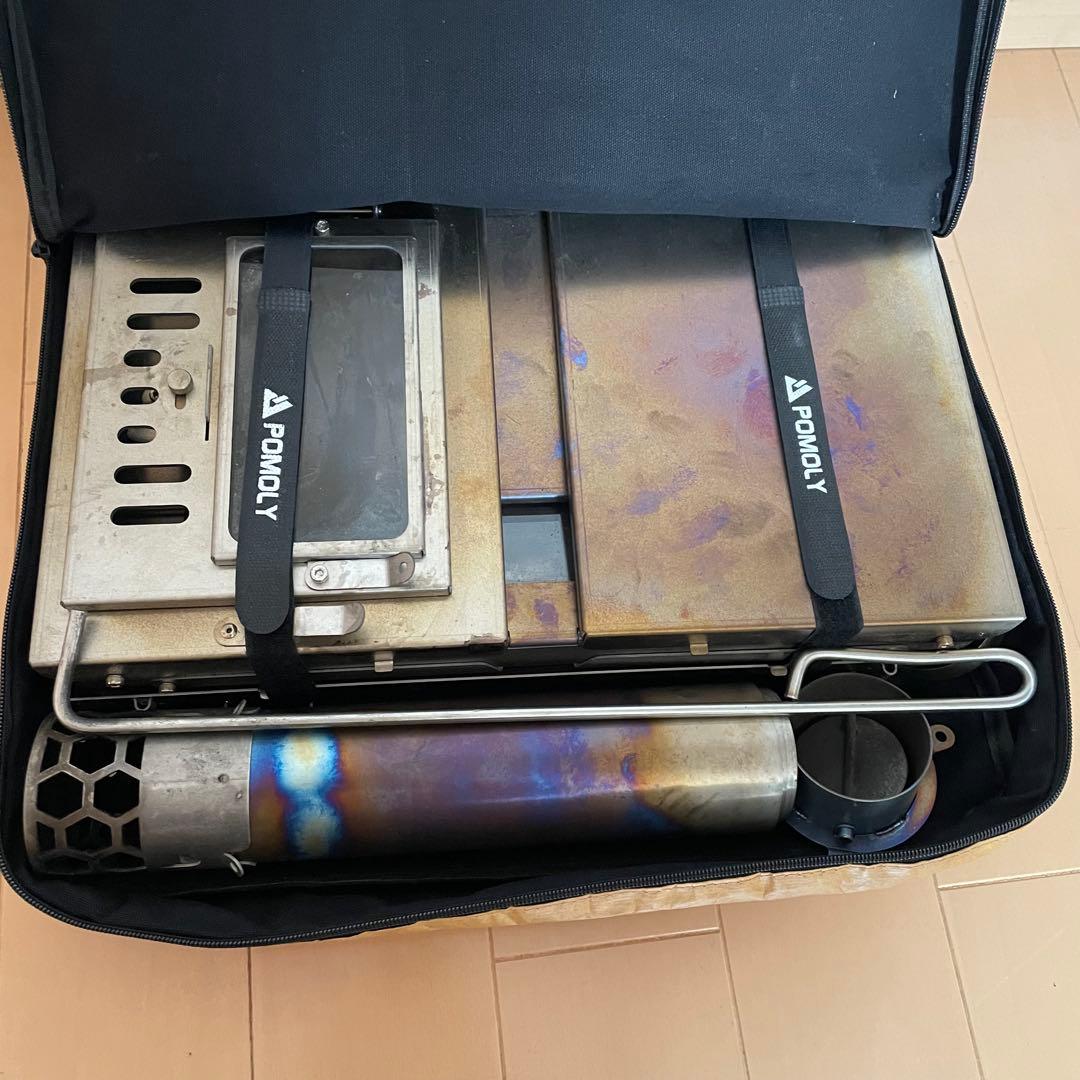 POMOLY T1 Max 折りたたみチタン薪ストーブ サイドテーブル付き