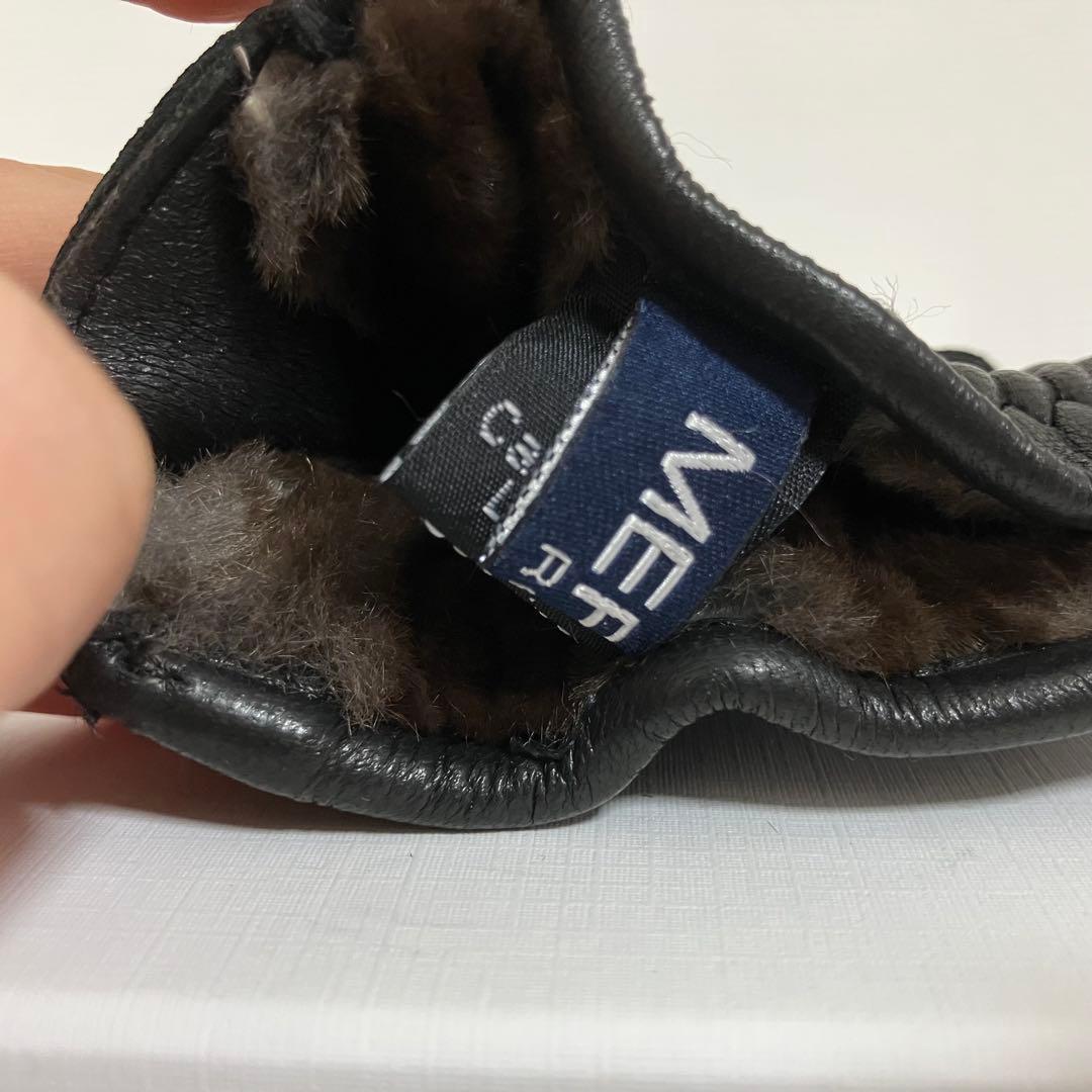 美品❤️MEROLA イタリア製 本革×カシミヤ100% メンズ手袋 ジッパー付