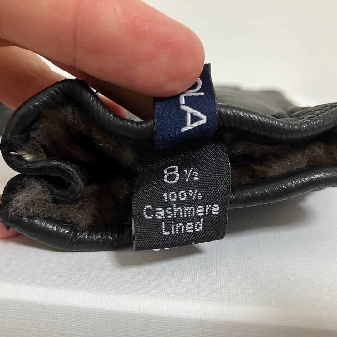 美品❤️MEROLA イタリア製 本革×カシミヤ100% メンズ手袋 ジッパー付