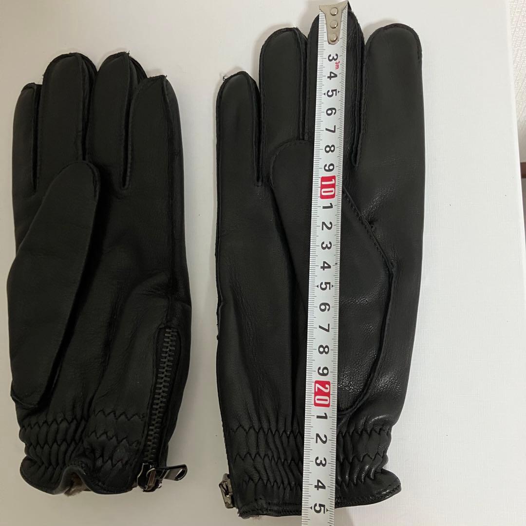 美品❤️MEROLA イタリア製 本革×カシミヤ100% メンズ手袋 ジッパー付