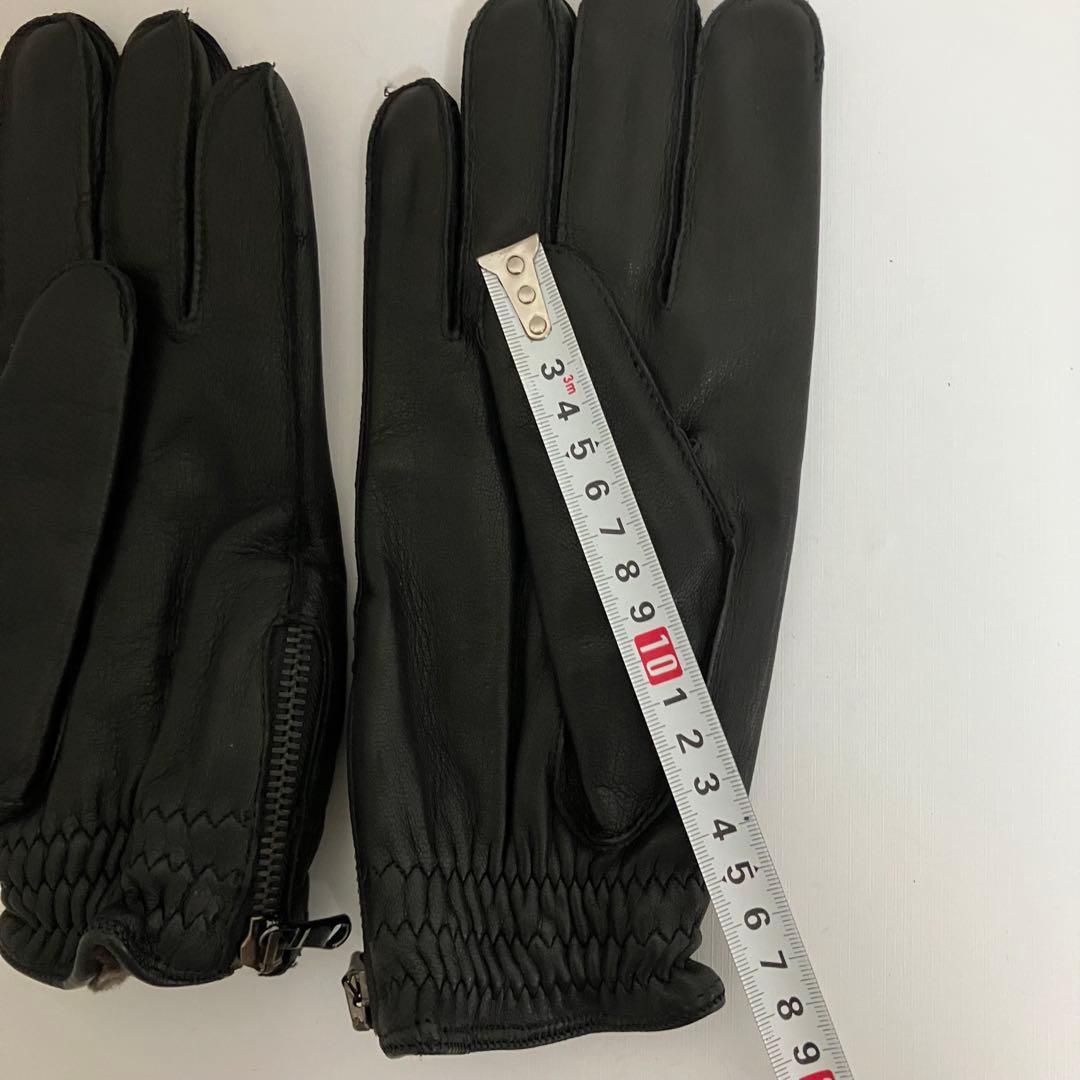 美品❤️MEROLA イタリア製 本革×カシミヤ100% メンズ手袋 ジッパー付