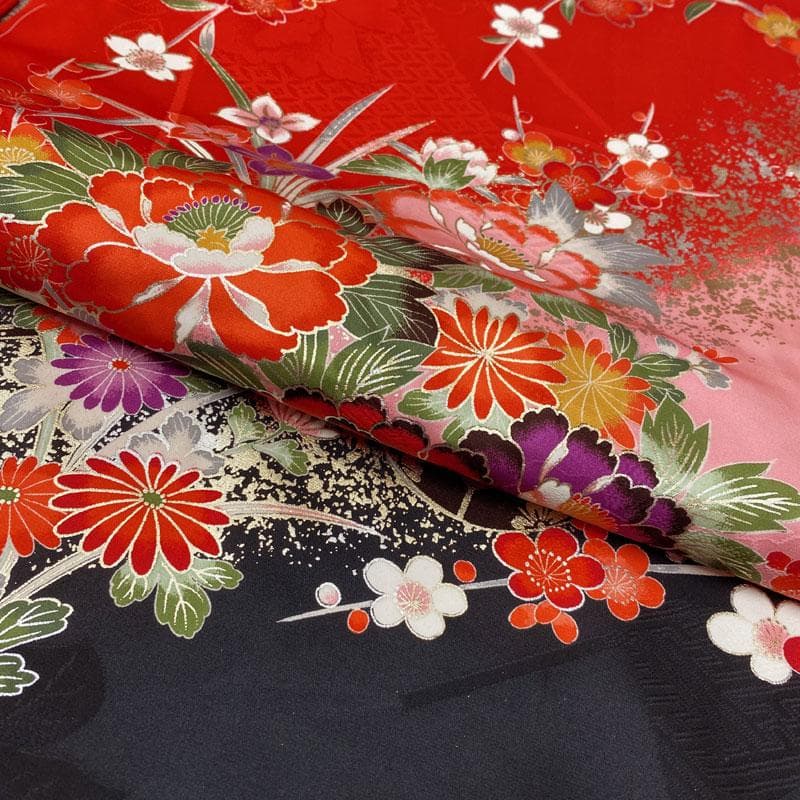 410ag127◎七五三 七歳 女児 着物&袋帯 古典柄 金銀彩◎未使用品