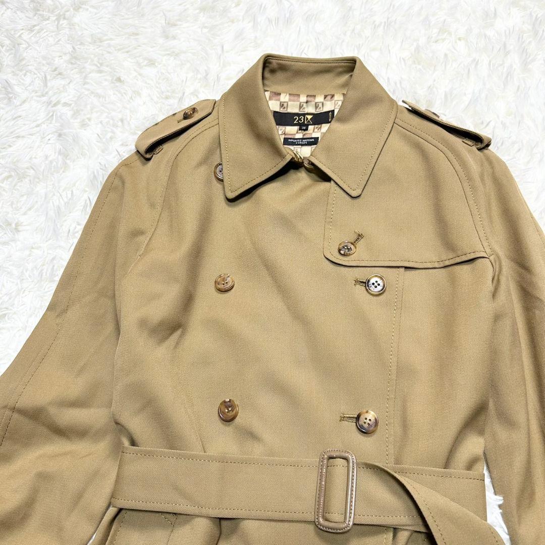 【美品】23区 トレンチコート 総柄 ベルト付き ベージュ Mサイズ