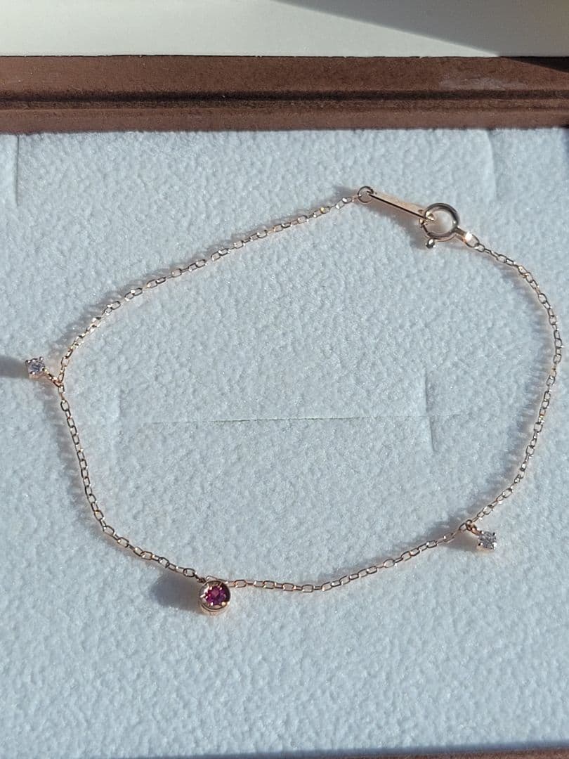美品★Canal 4℃ K10 PGブレスレット ルビー ジルコニア