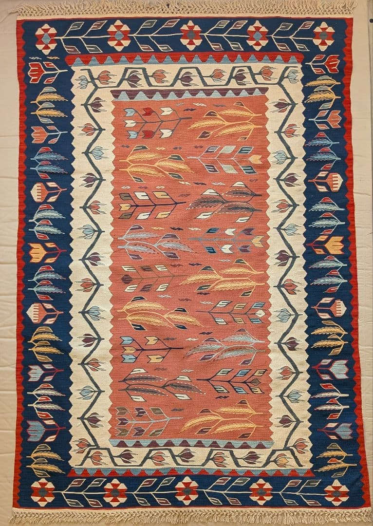 【極美品】手織り キリム トルコ・ウシャク産 絨毯 ウール 115×177cm