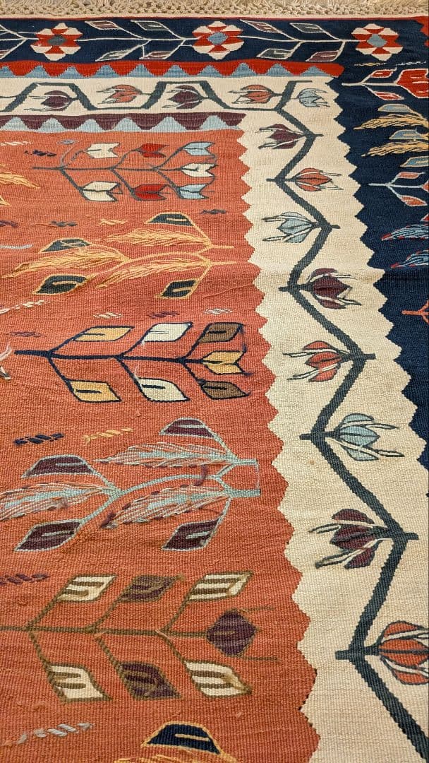 【極美品】手織り キリム トルコ・ウシャク産 絨毯 ウール 115×177cm