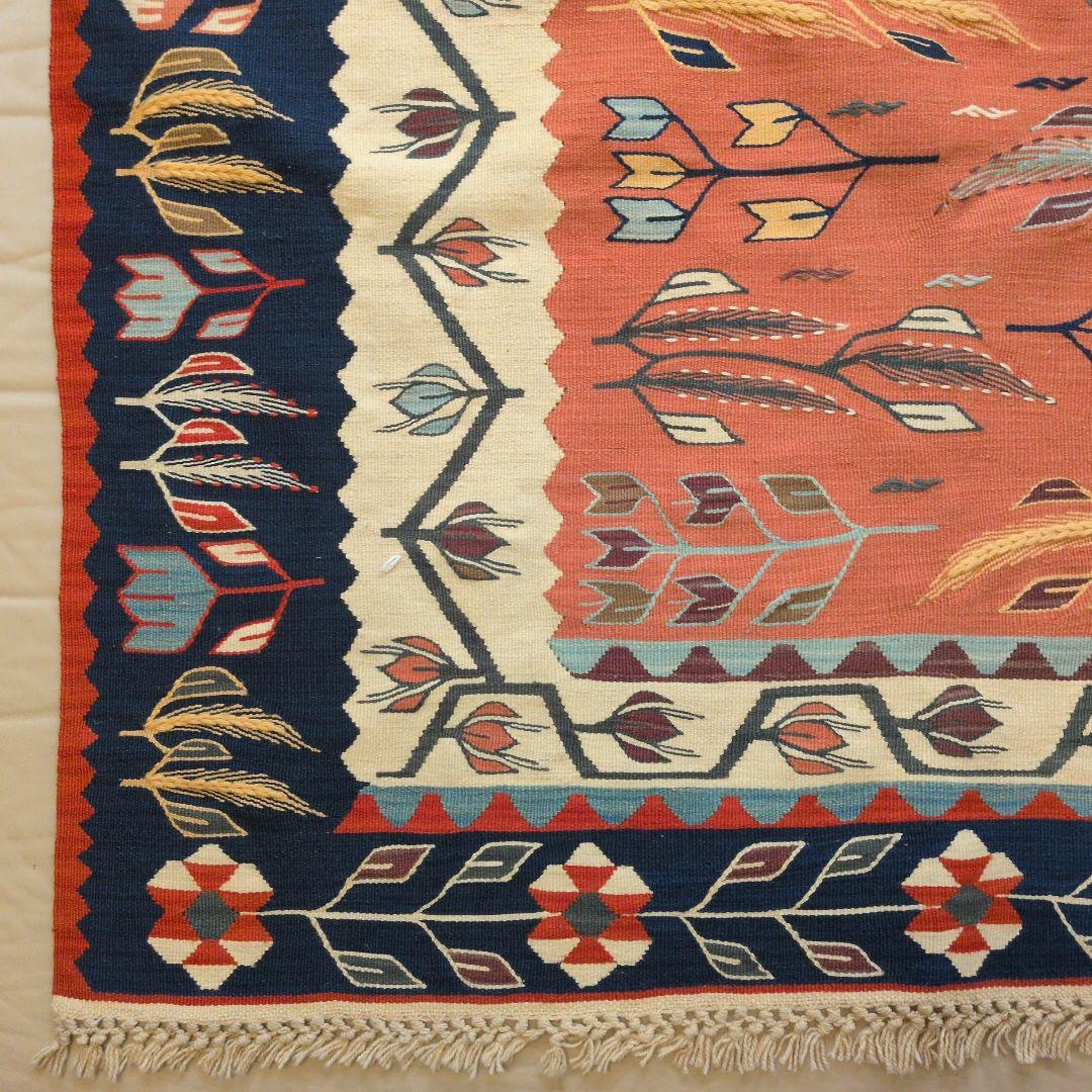【極美品】手織り キリム トルコ・ウシャク産 絨毯 ウール 115×177cm